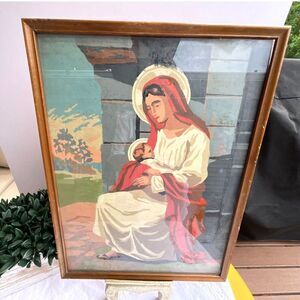 Craftmaster Paint by Number Madonna Framed under glass Blessed Mother